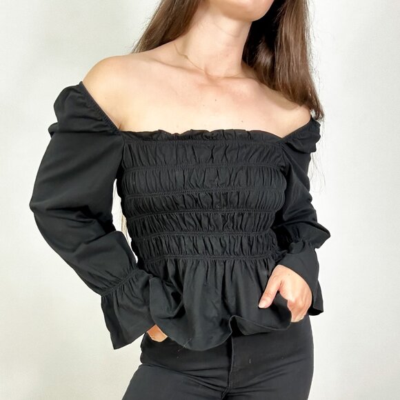 *H&M Black Smocked Top - Picture 3 of 10